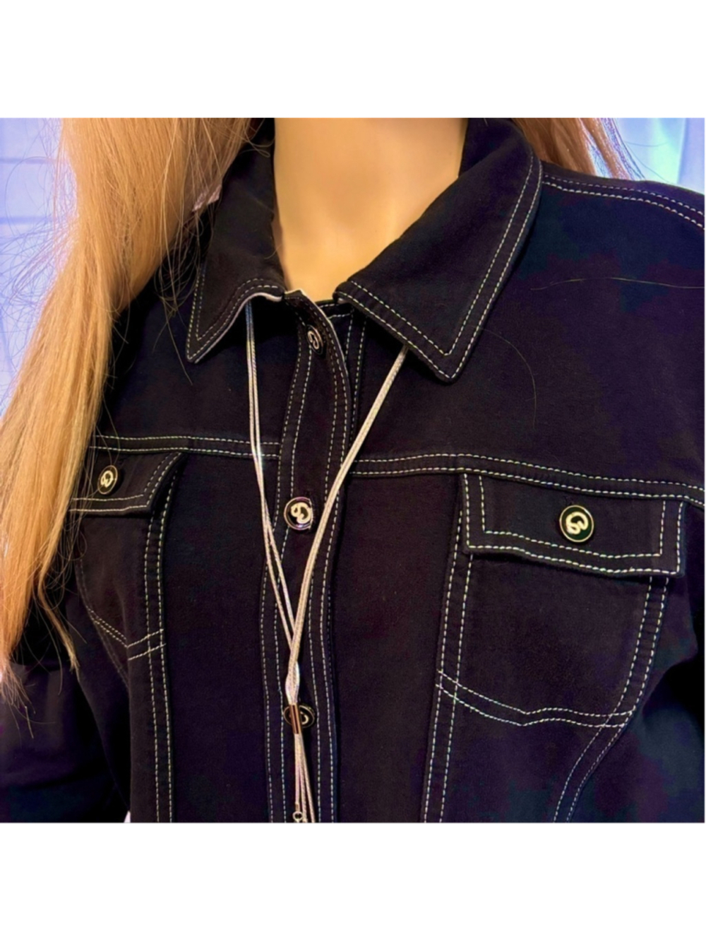 ST. JOHN JACKET EXCELLENT CONDITION BLACK/DARK NAVY WHITE TRIM